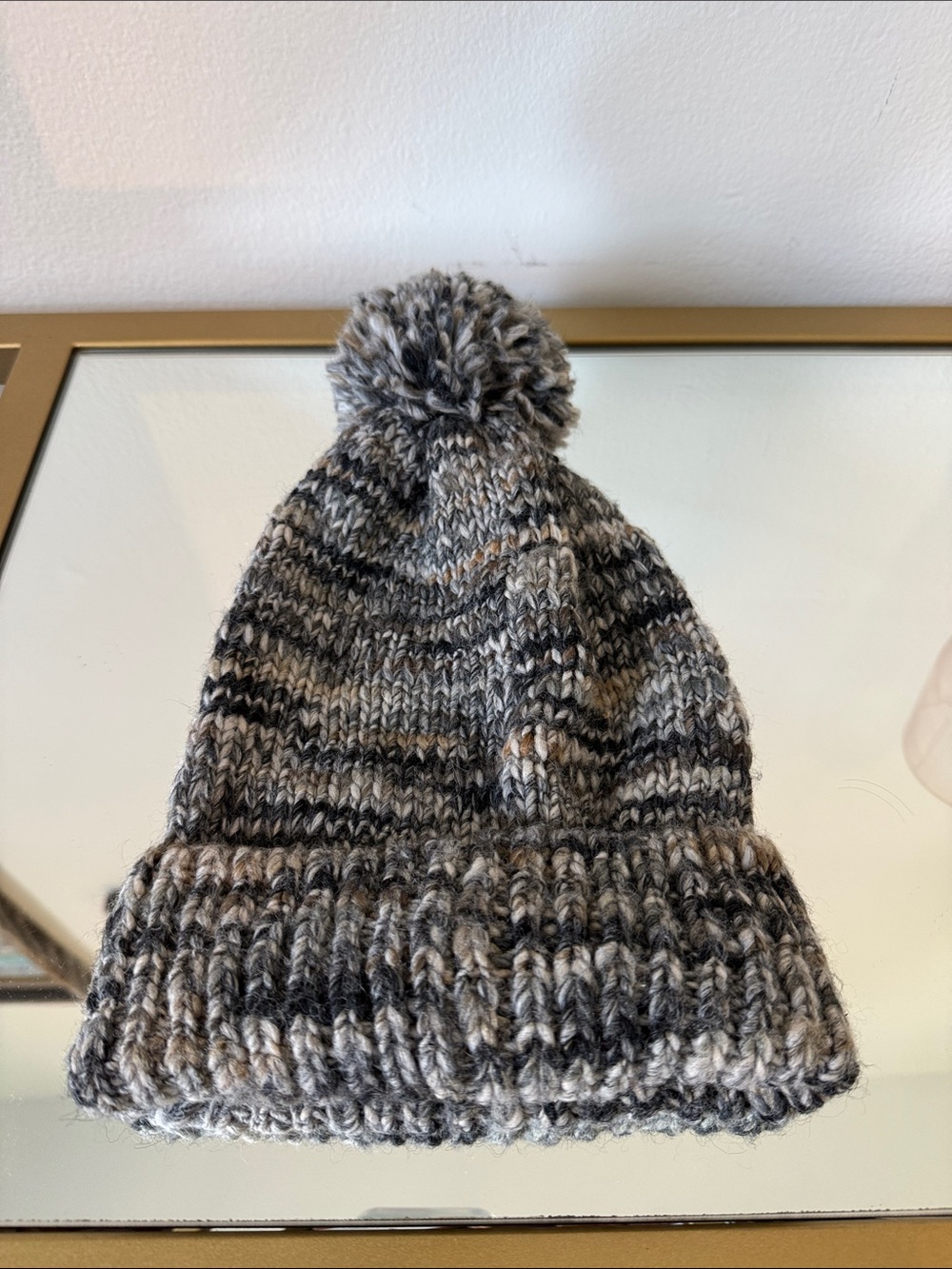 GAP Marled Gray Pom-Pom Knit Beanie